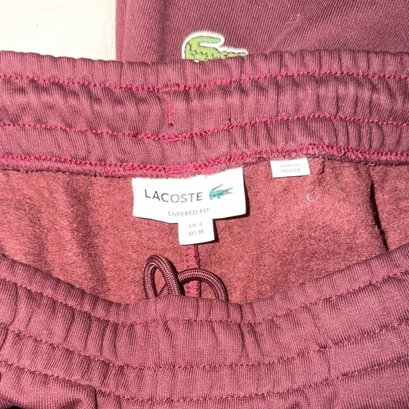 Lacoste Men's Burgundy Hoodie Sweatshirt and Pants Set - Picture 3 of 4